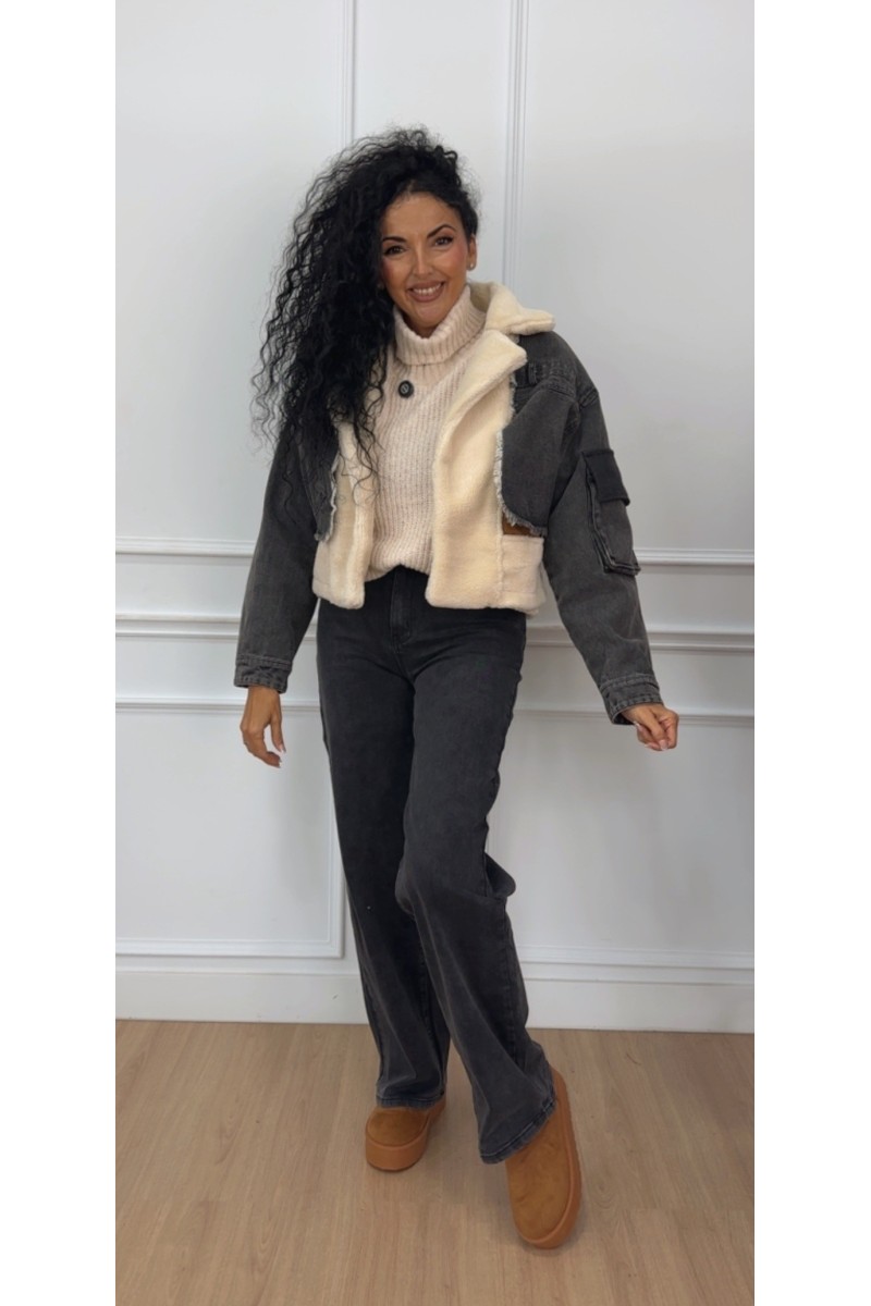 Chaqueta vaquera combinada cargo