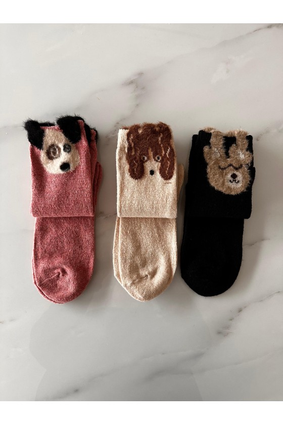 Calcetines lana animales pack de 3