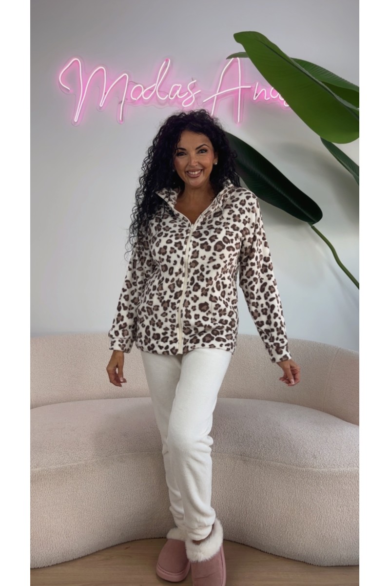 Pijama coralina polar leopardo