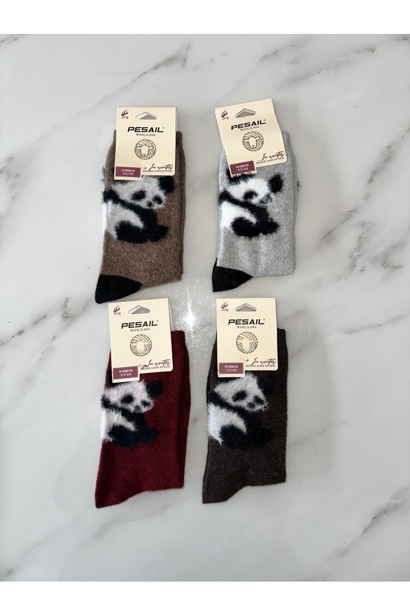 Calcetines lana oso panda pack de 3