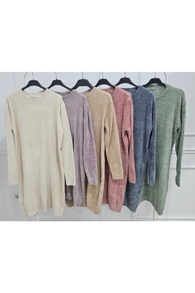 Vestido lana cuello redondo