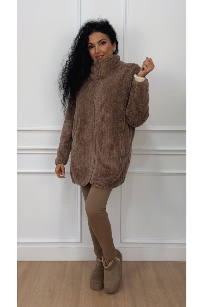 Abrigo borrego cremallera sin capucha