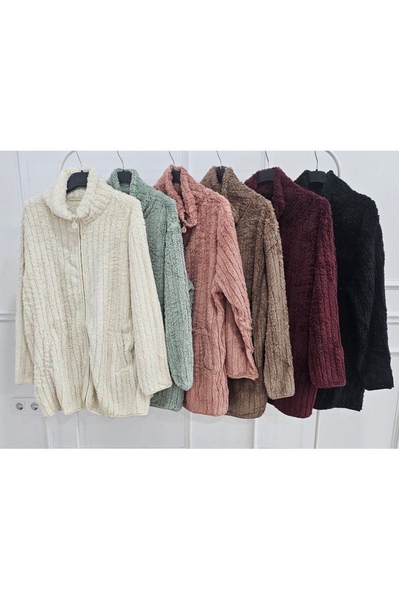 Abrigo borrego cremallera sin capucha