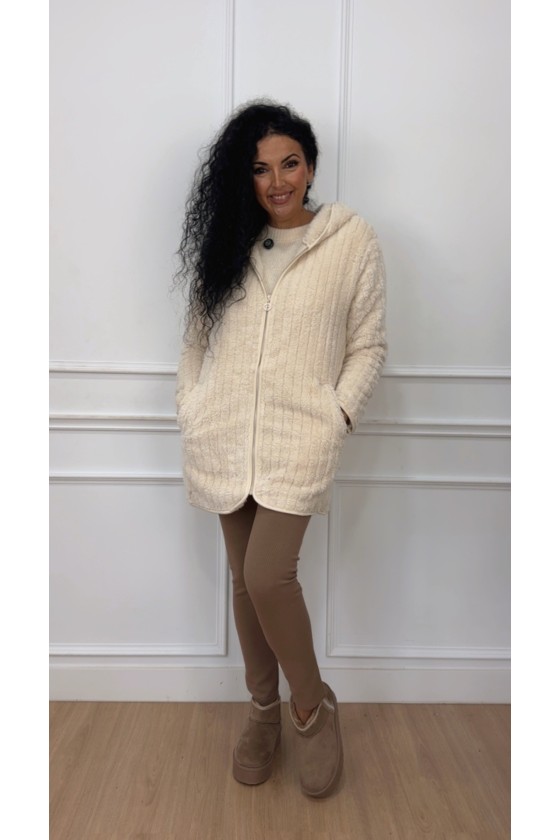 Abrigo borrego cremallera con capucha