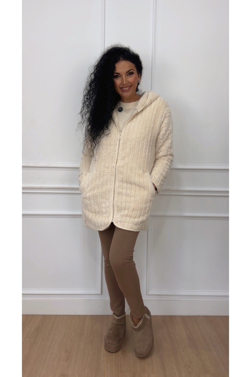 Abrigo borrego cremallera con capucha