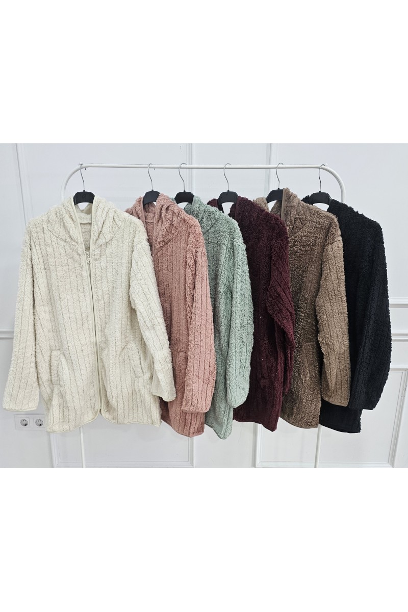 Abrigo borrego cremallera con capucha