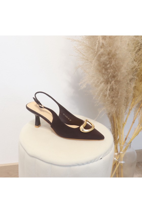 Stiletos detalles gold marrón chocolate