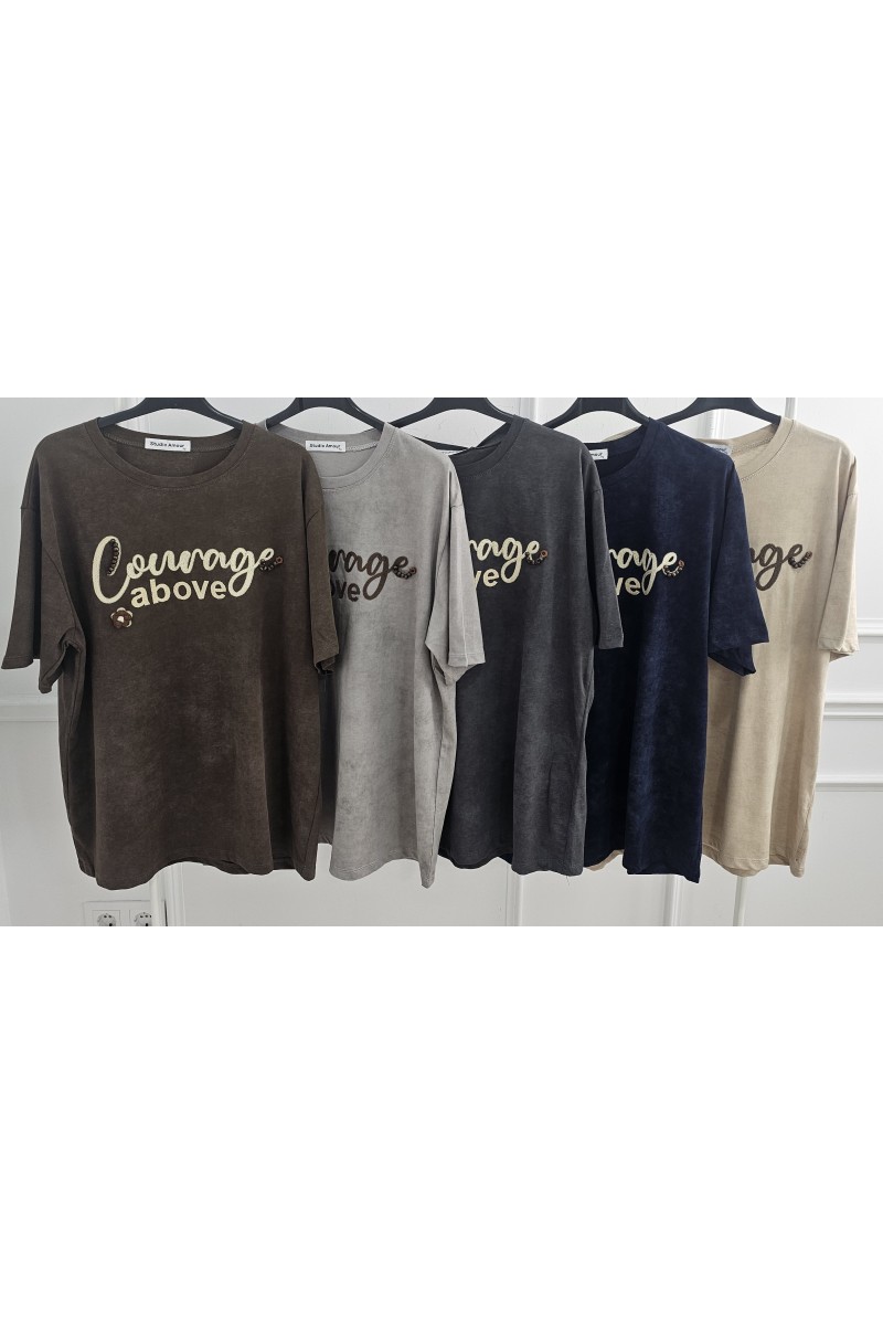 Camiseta lavada detalles madera