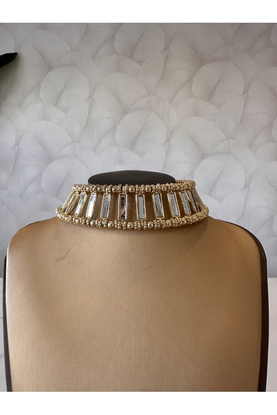 Choker cristal rectángulo gold