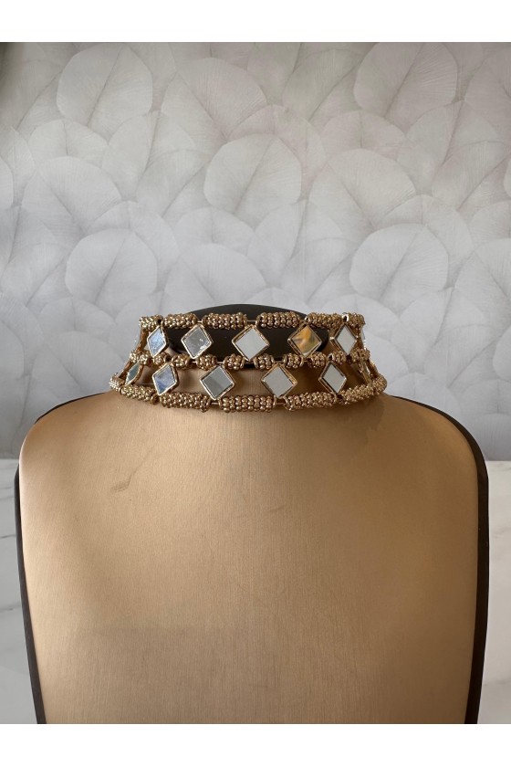 Choker cristal rombo gold