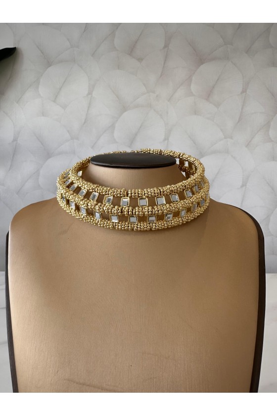 Choker cristal cuadrado gold