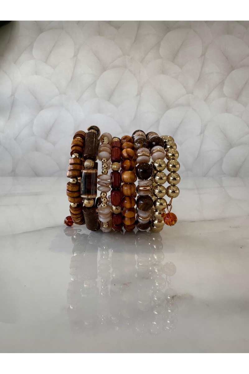 Brazalete elástico marrón/dorado