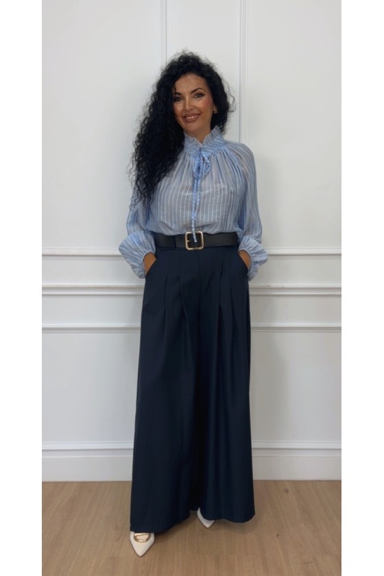 Blusa cuello maho popelin rayas