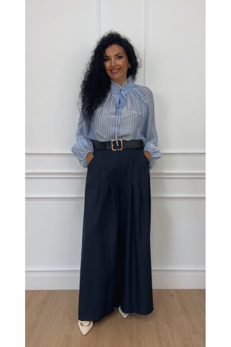 Blusa cuello maho popelin rayas