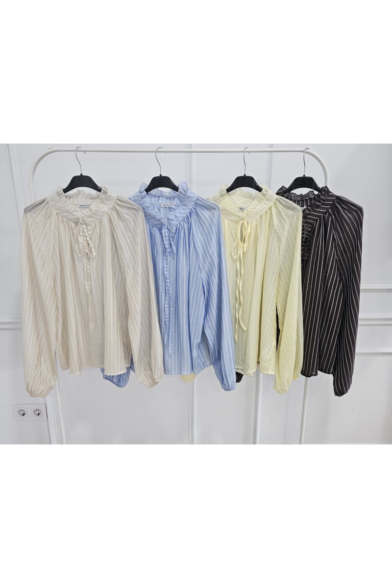 Blusa cuello maho popelin rayas