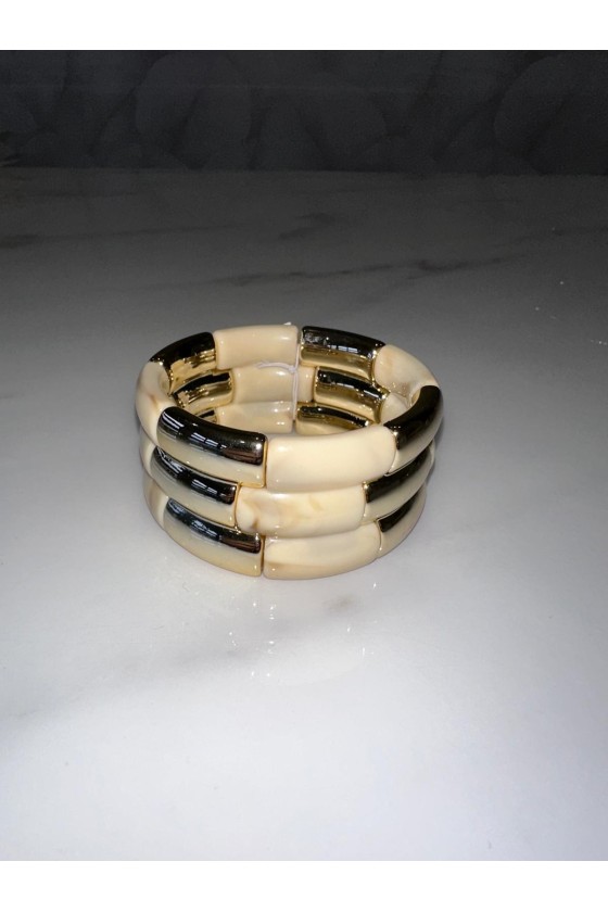 Brazalete elástico beig/dorado