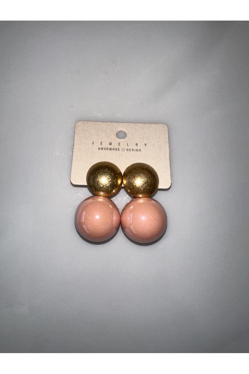 Pendientes bola nácar rosa