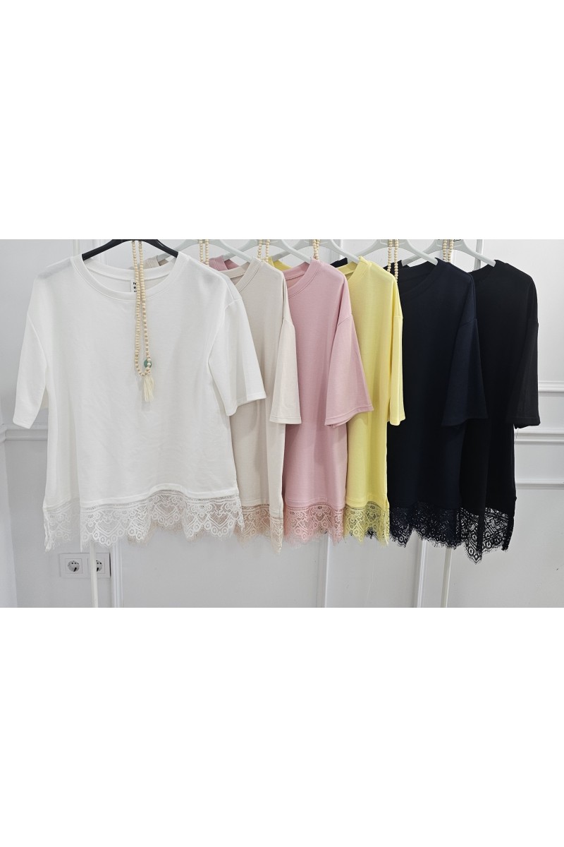 Camiseta over size lencera collar