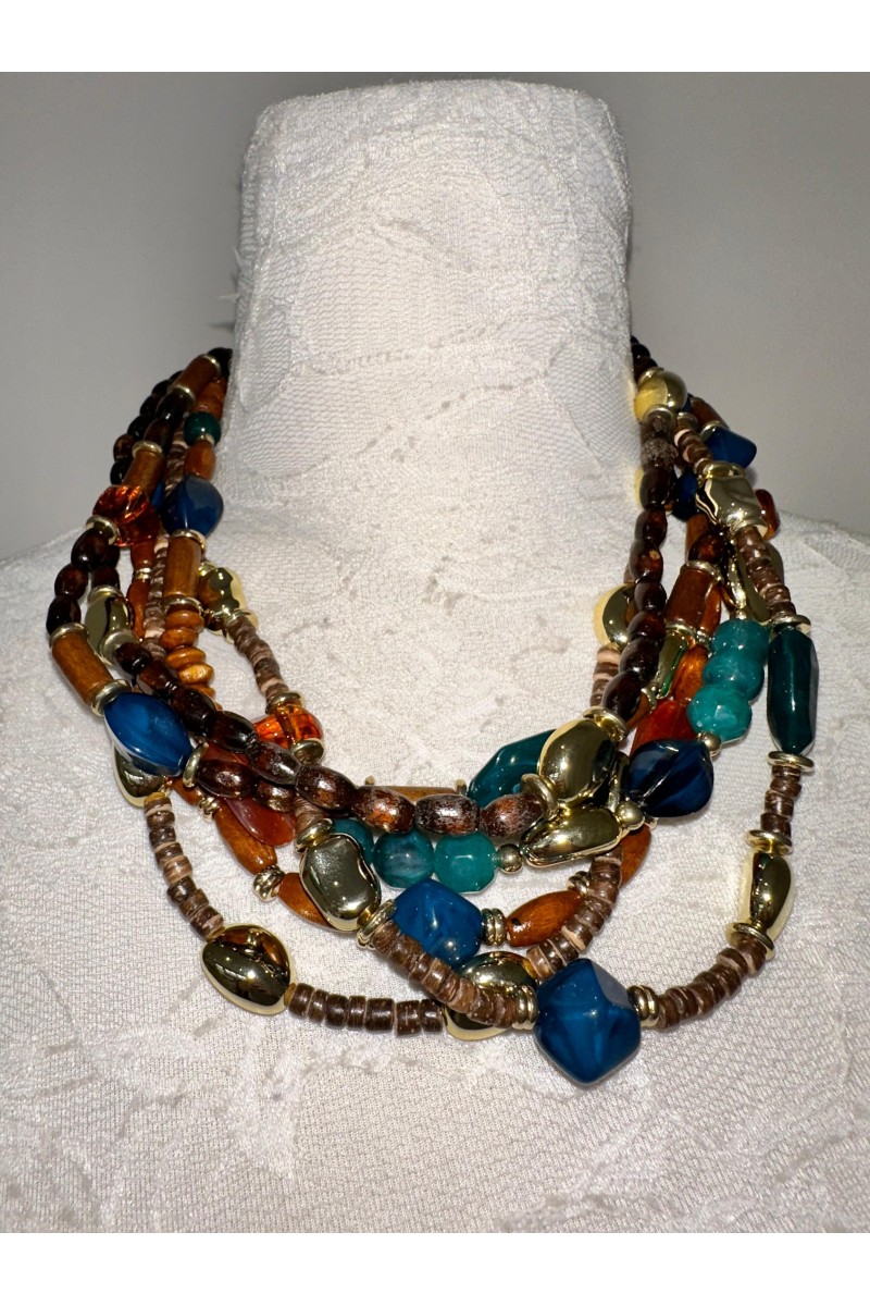 Multicollar turquesa/marrón