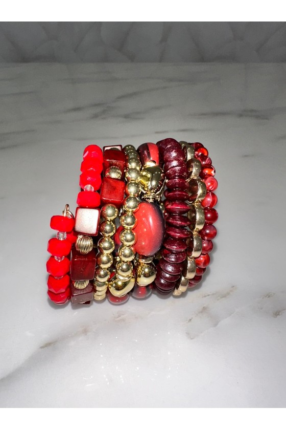 Brazalete elástico rojo/marrón