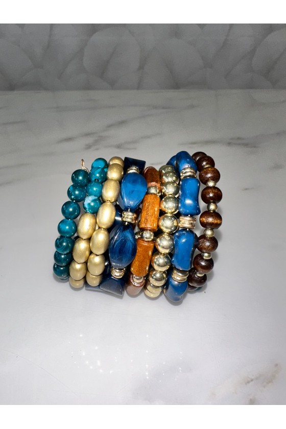 Brazalete elástico turquesa/marrón