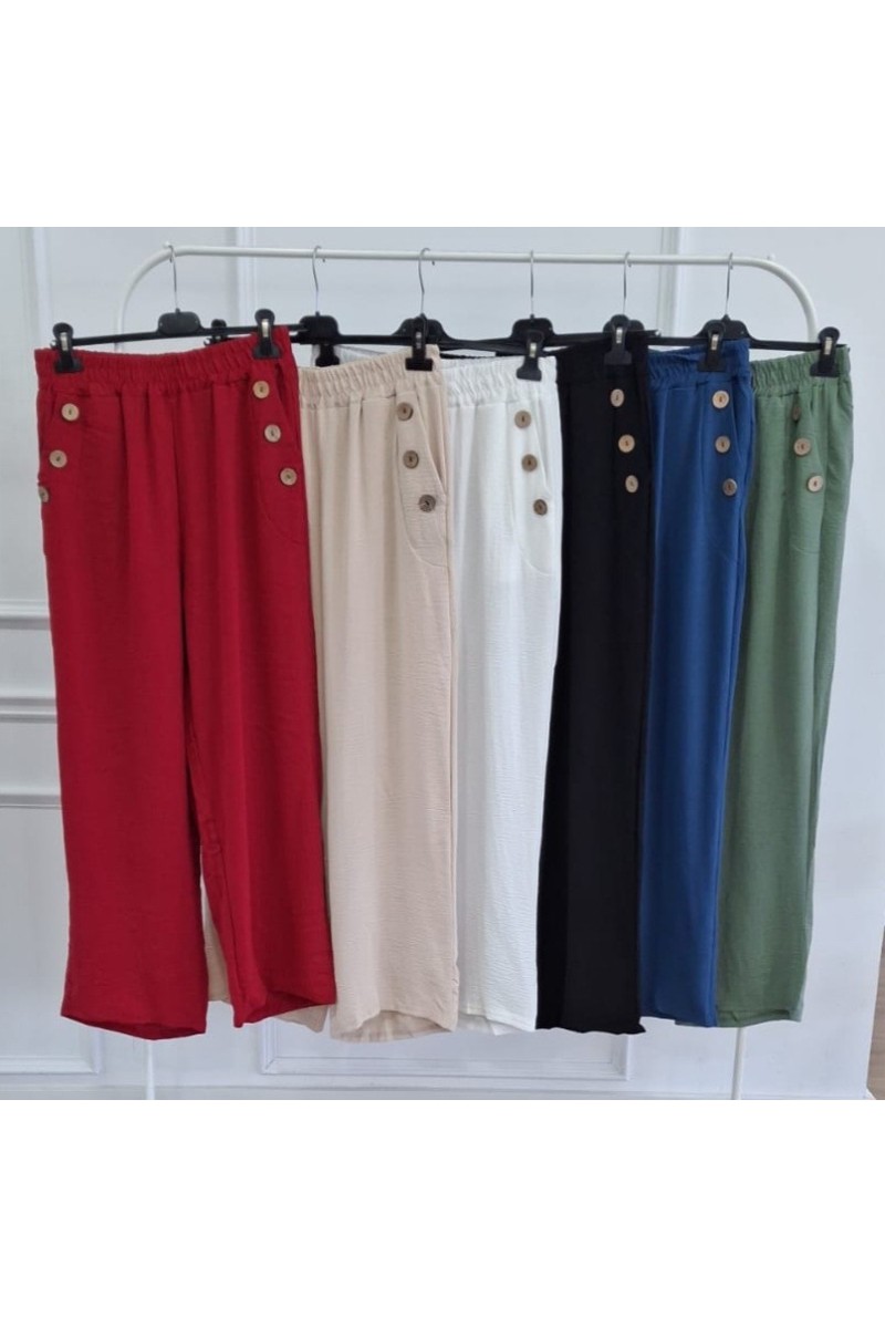 Pantalón fluido botones madera