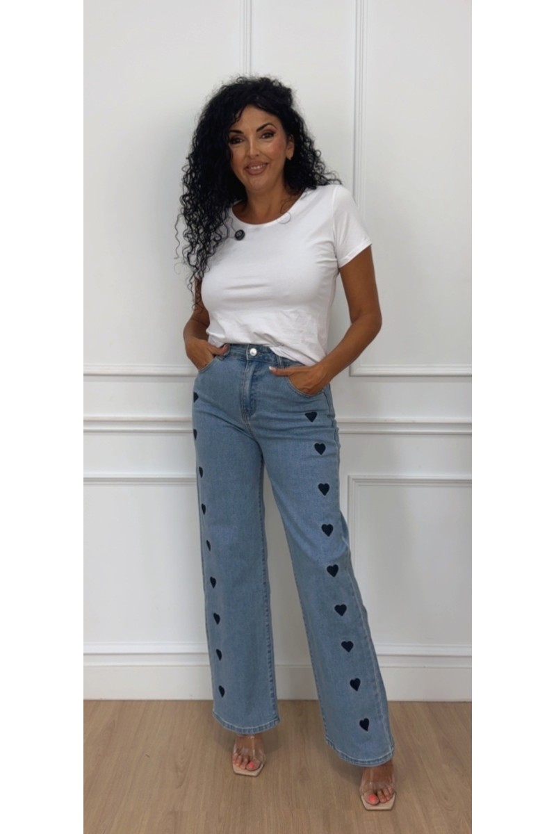Vaquero wide leg corazones