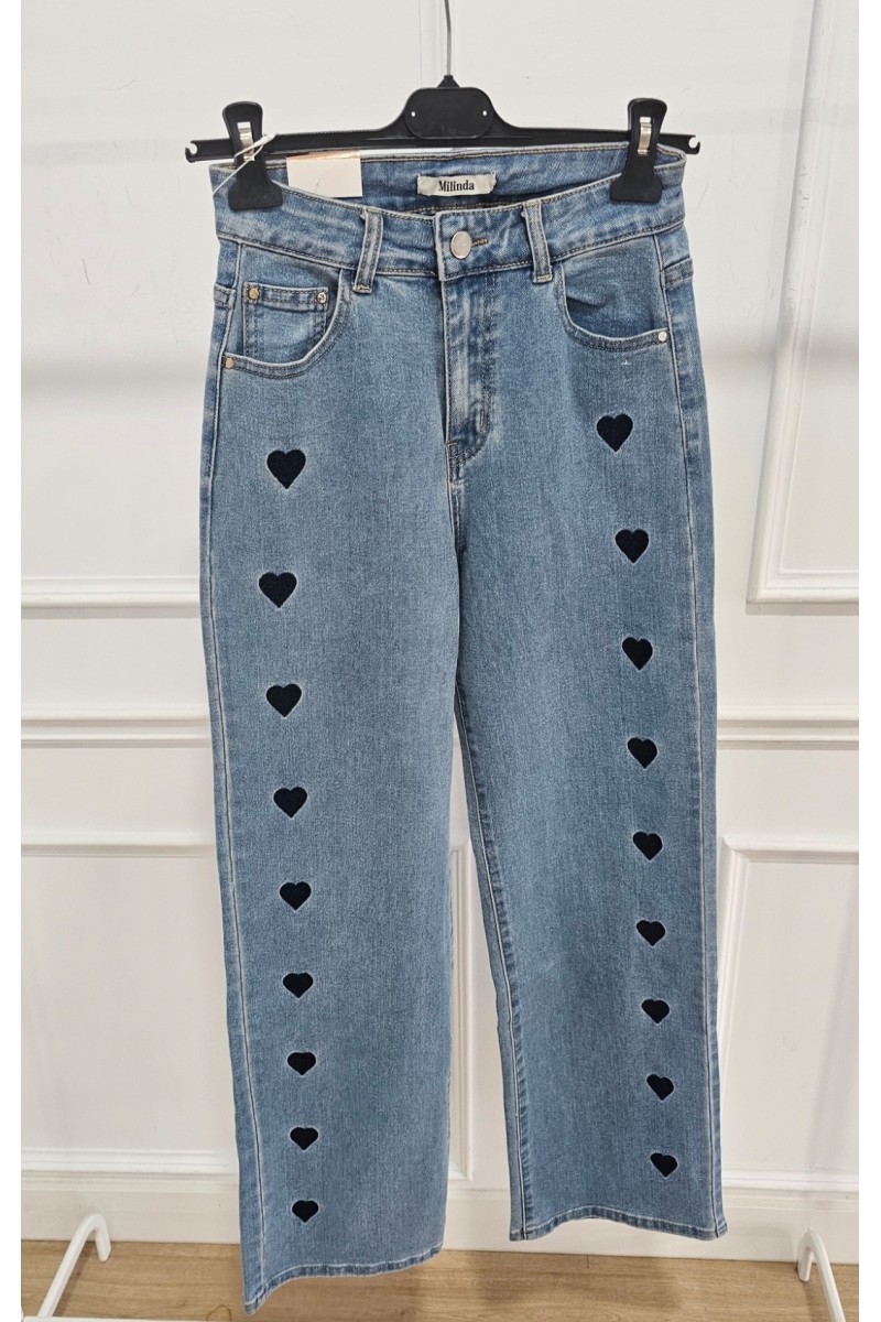 Vaquero wide leg corazones