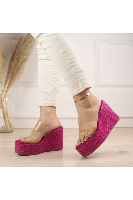 Cuñas doble tira vinilo rosa