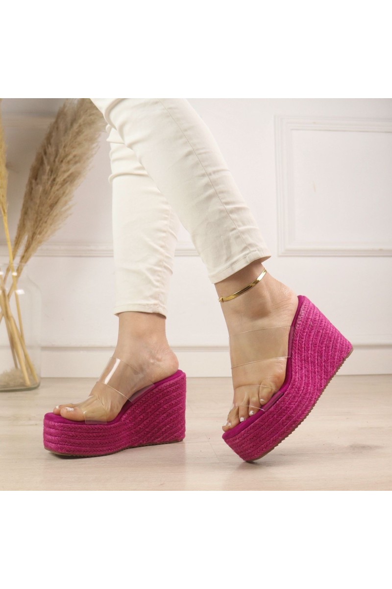 Cuñas doble tira vinilo rosa