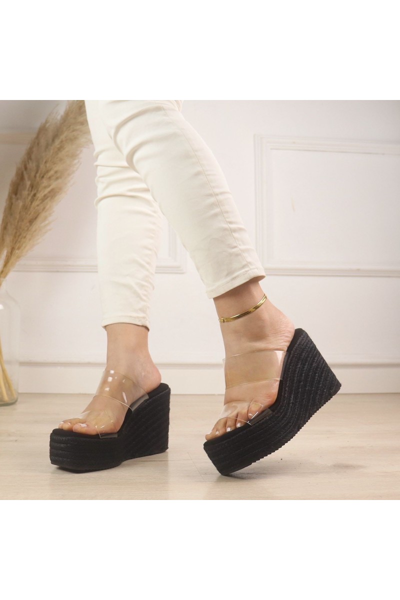 Cuñas doble tira vinilo negras