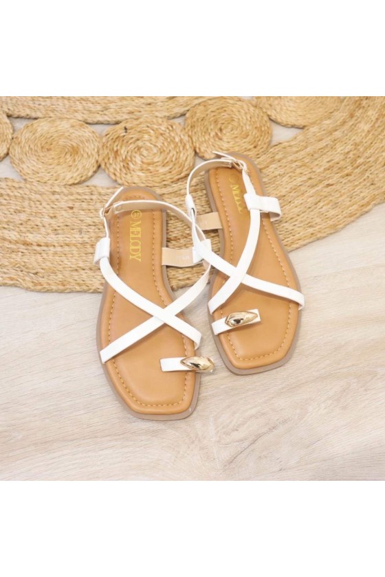 Sandalias plana cruzada blanca