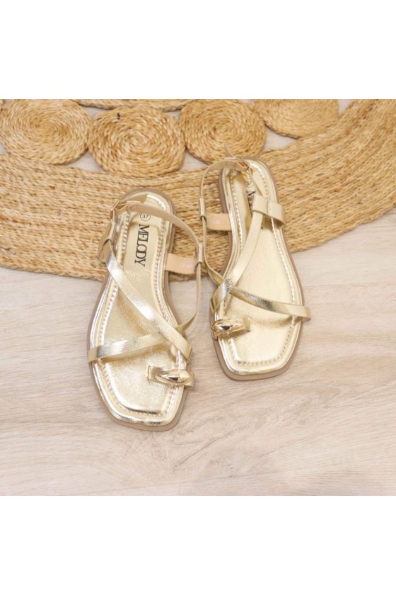 Sandalias plana cruzada gold