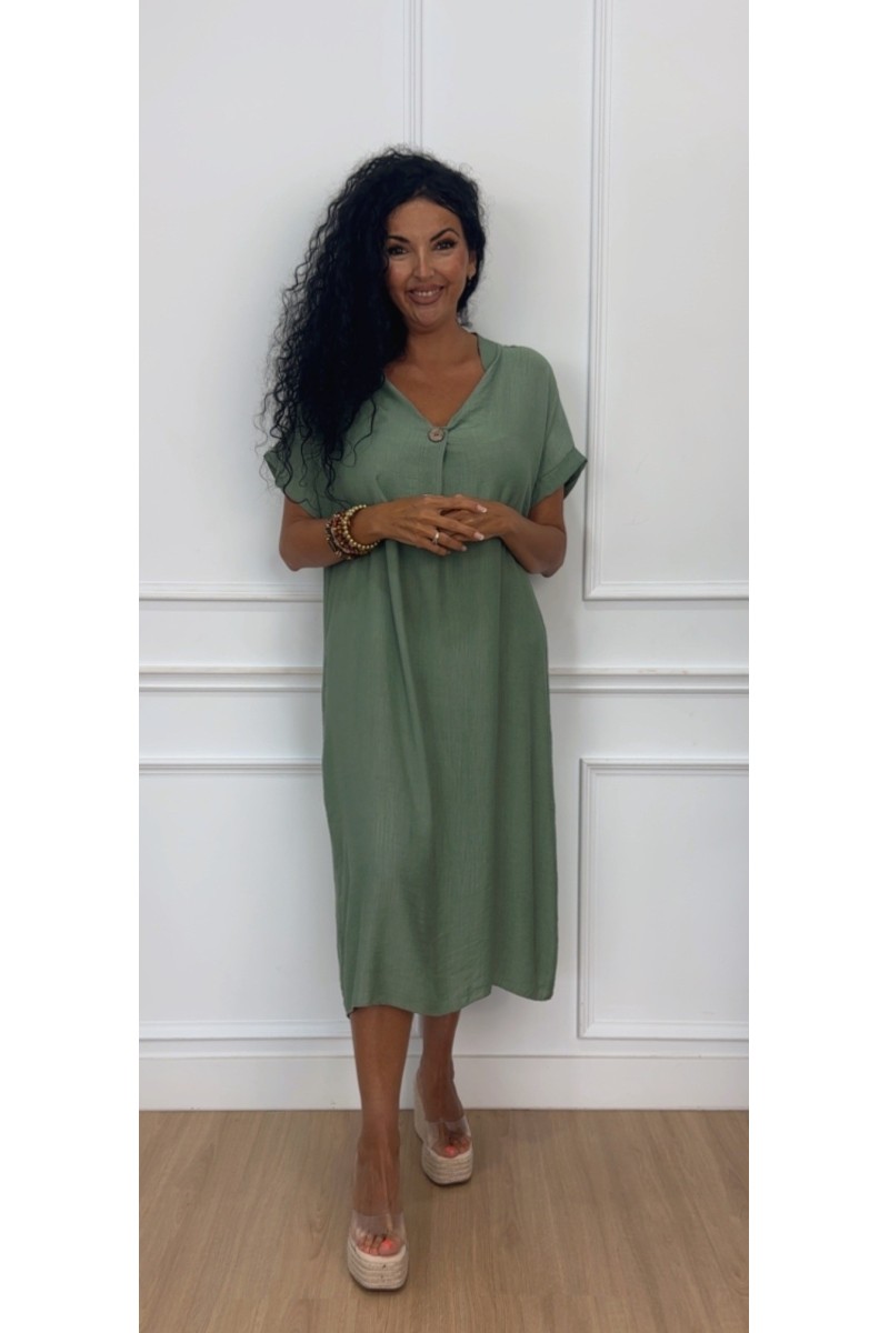 Vestido botón madera