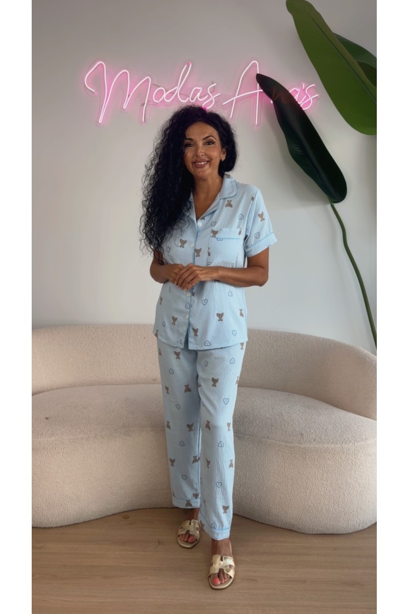 Pijama teddy corazones