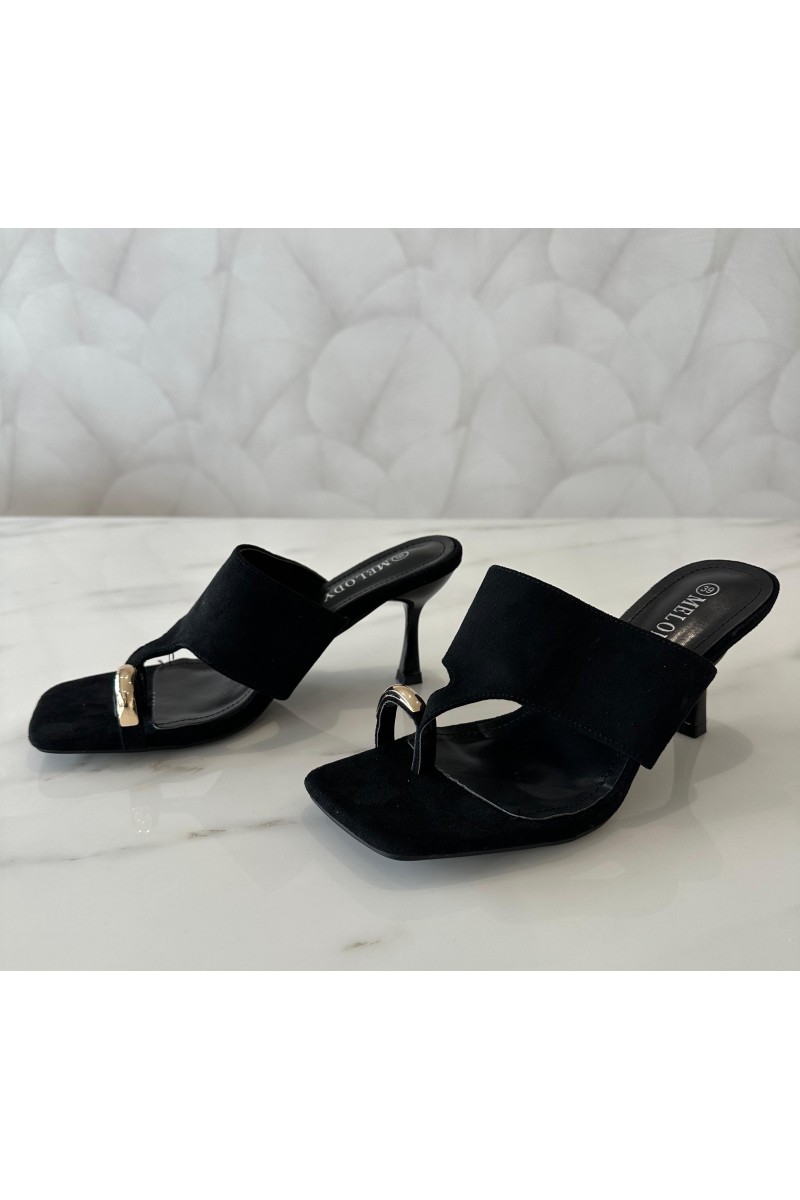 Sandalias anillo tacón chupete black