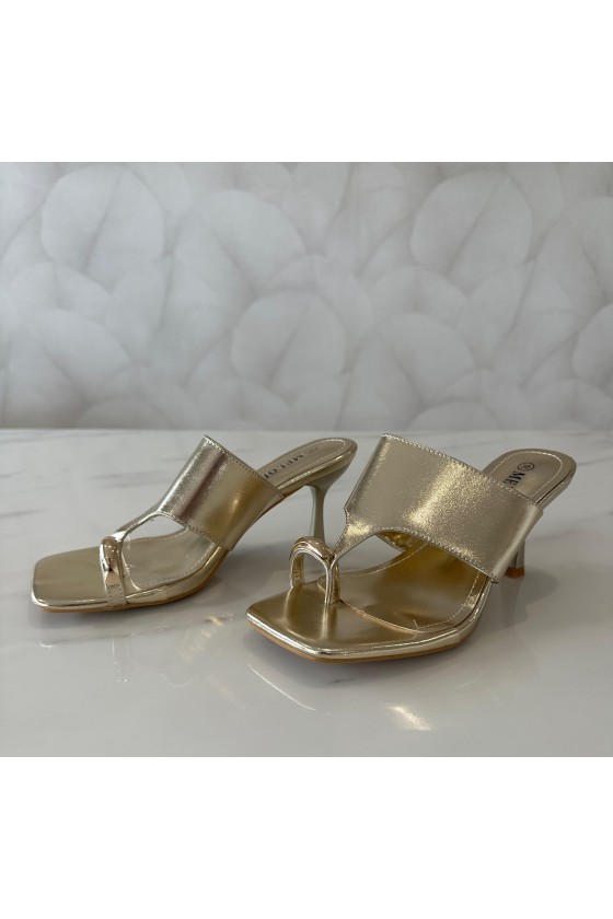 Sandalias anillo tacón chupete gold