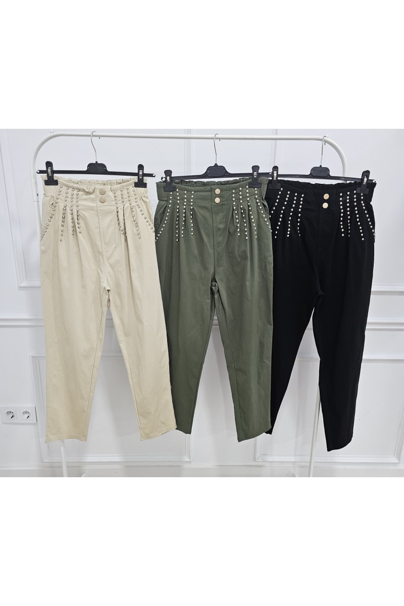 Pantalón tiro alto tacha