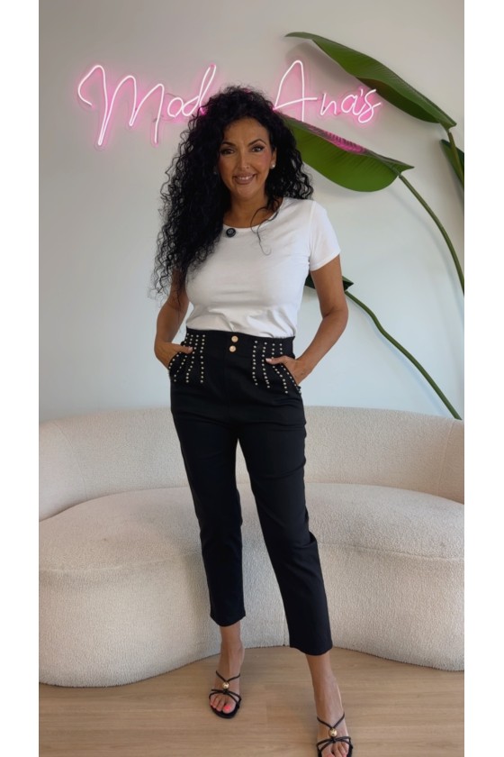 Pantalón tiro alto tacha