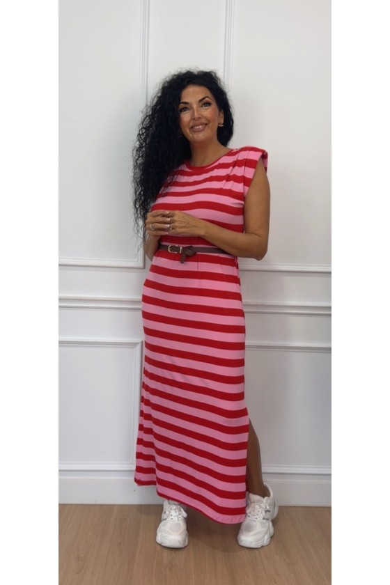 Vestido hombreras rayas colors