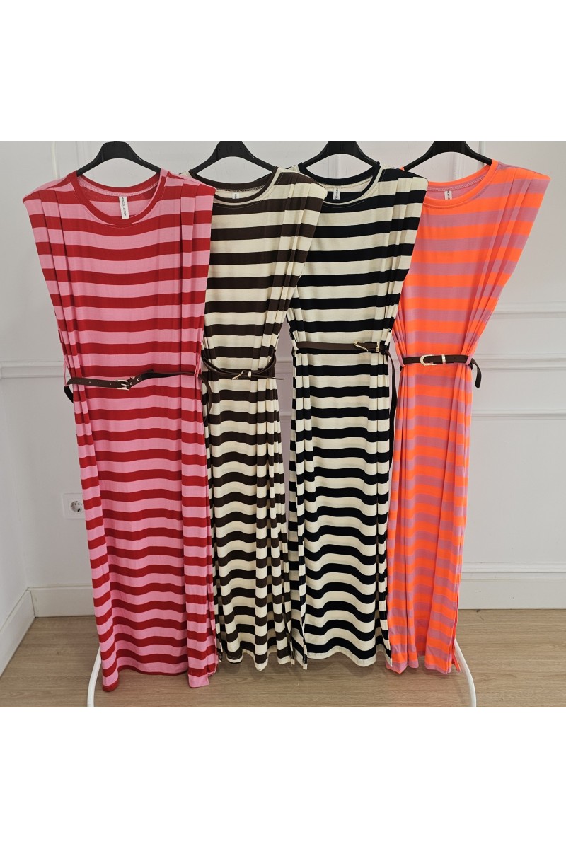 Vestido hombreras rayas colors