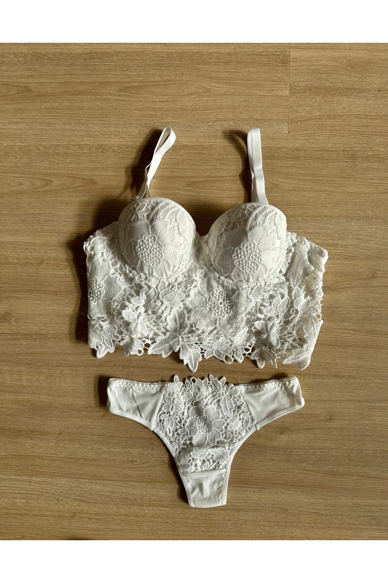 Conjunto guipur braillete + braguita