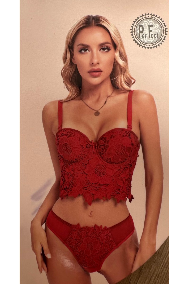 Conjunto guipur braillete + braguita