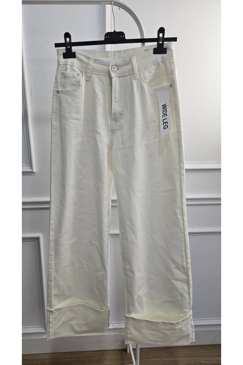 Vaquero wide leg vuelta blanco