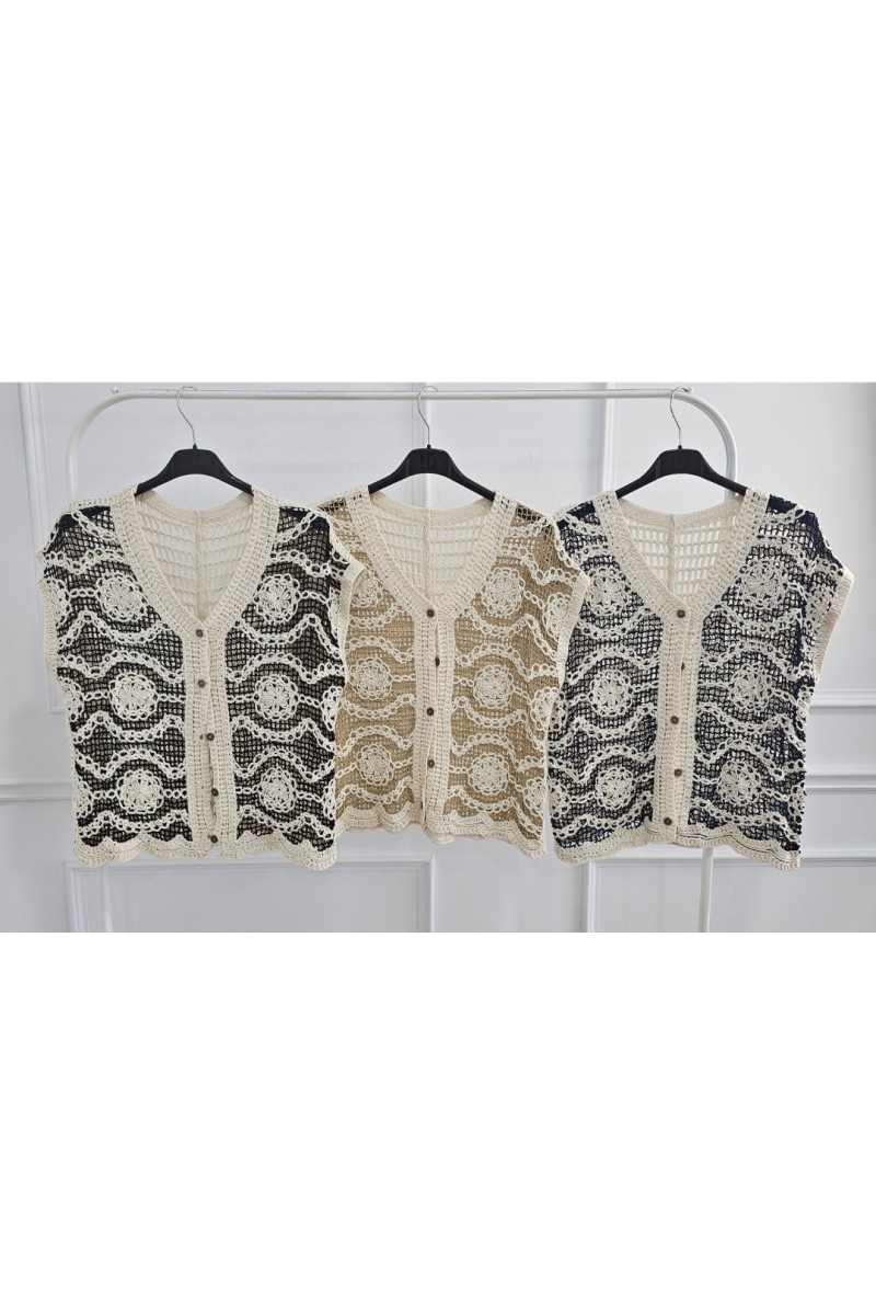 Chaqueta crochet bicolor