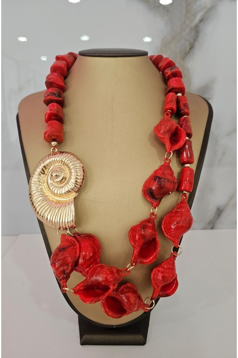 Collar caracola rojo
