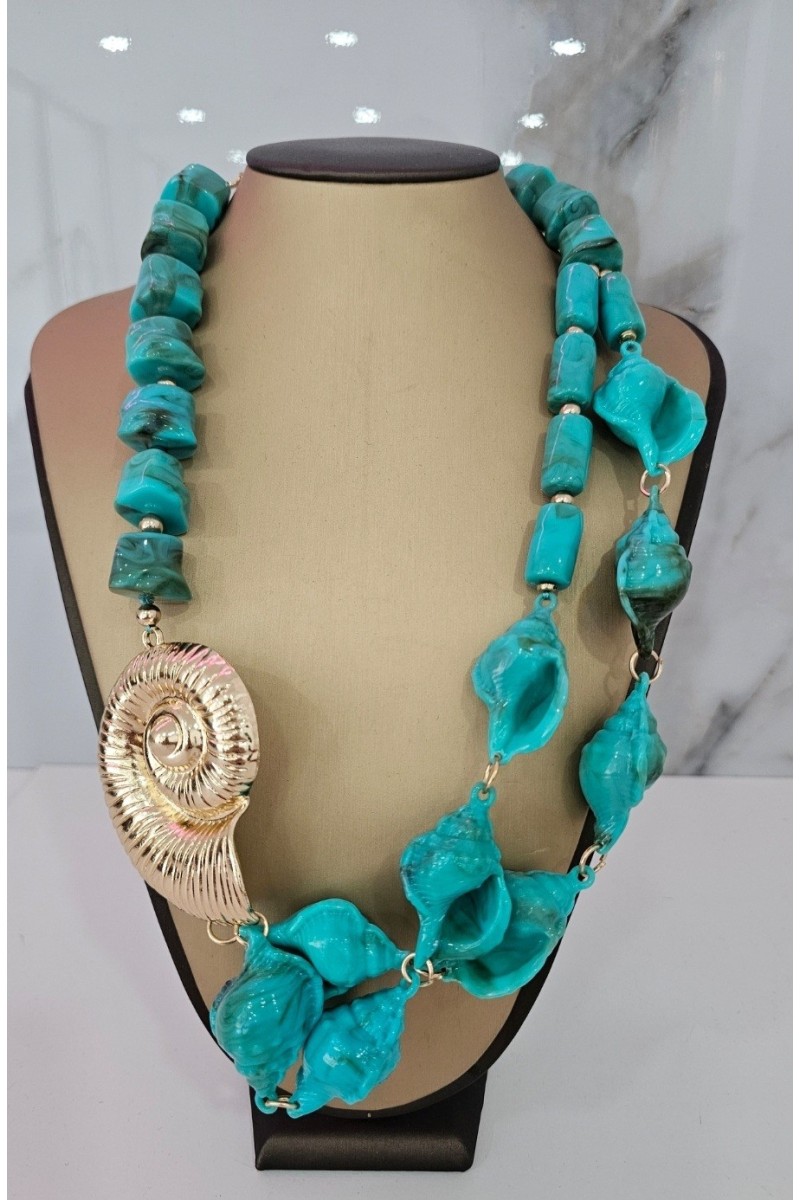 Collar caracola turquesa